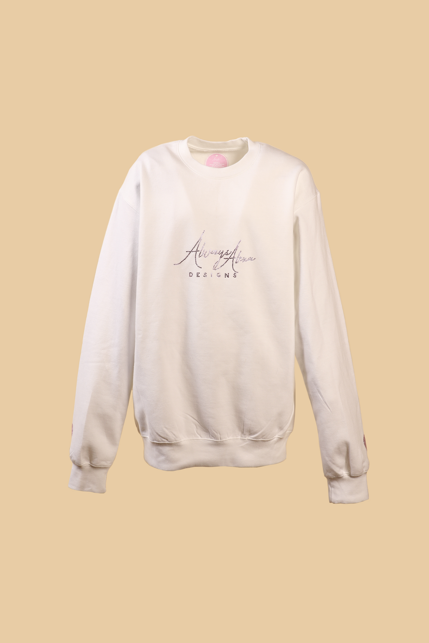 Always Alexa Rhinestone Crewneck in white