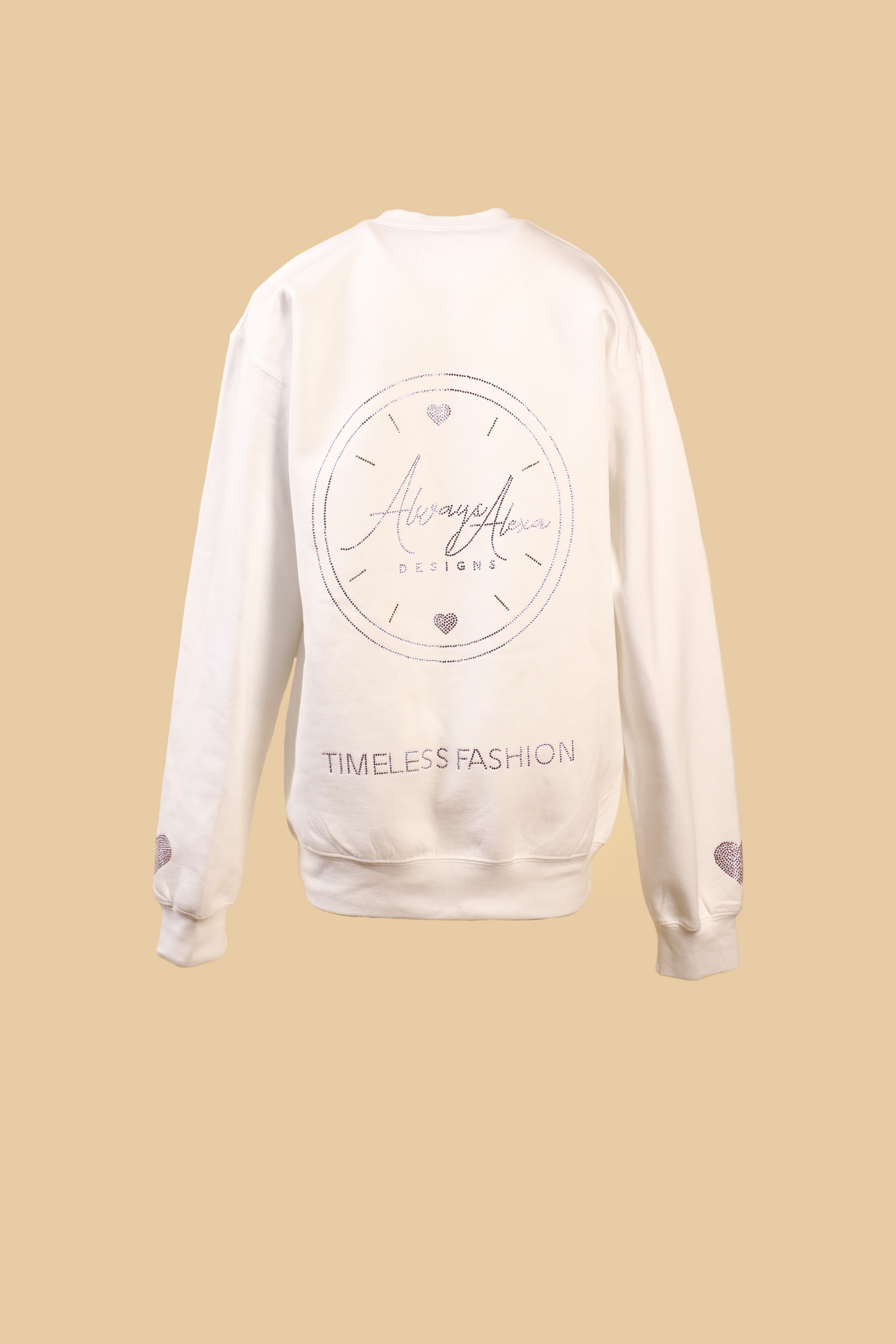 Always Alexa Rhinestone Crewneck in white