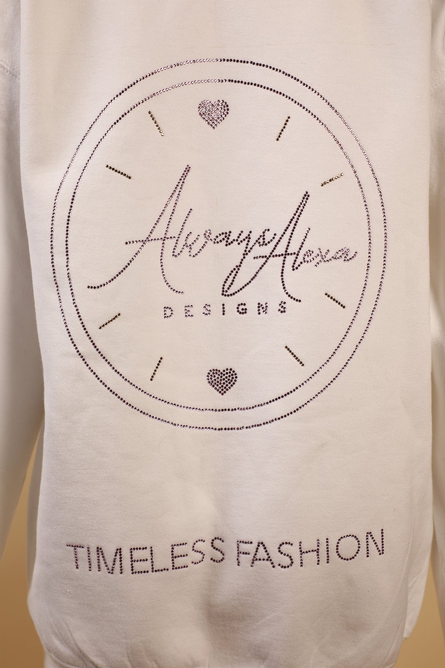 Always Alexa Rhinestone Crewneck in white
